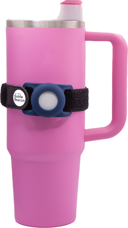 Dark blue Bottle Beacon wrapped around a tumbler